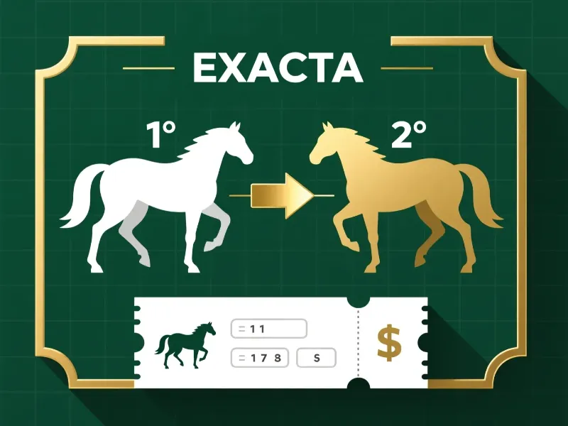 Diagrama explicativo de apuesta exacta mostrando el orden de llegada primero y segundo en carreras de caballos