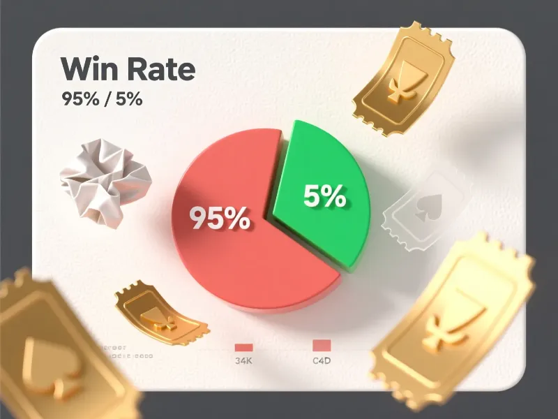 Infografía mostrando estadística del 95 por ciento de apostadores que pierden dinero versus el 5 por ciento ganador