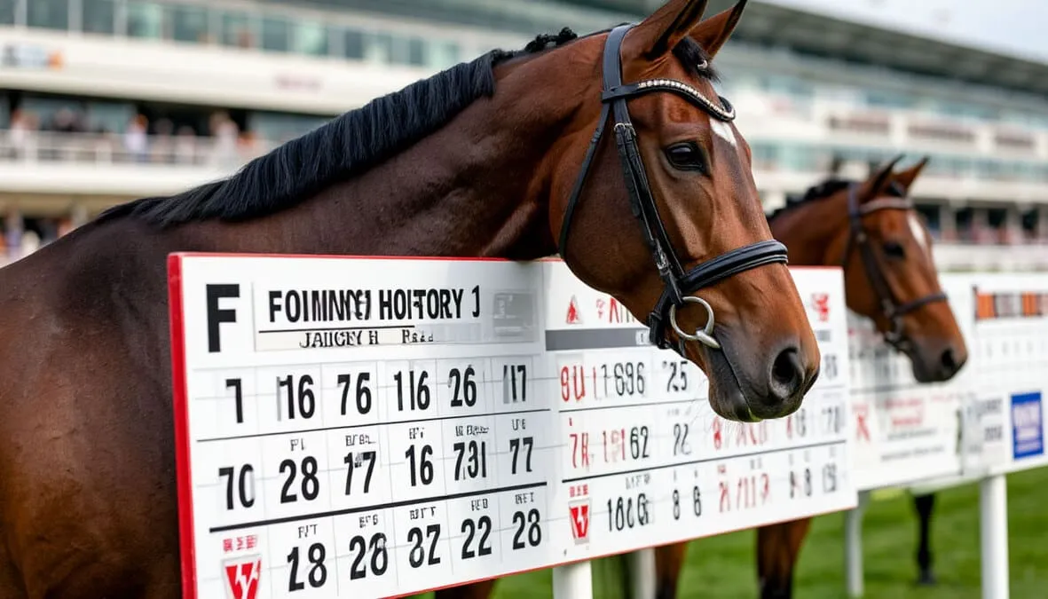 Detalle del historial de forma de un caballo mostrando números de posición y símbolos codificados
