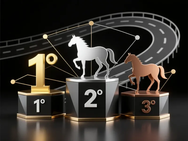 Infografía de trifecta con podio mostrando las tres posiciones ganadoras primero segundo y tercero en apuestas hípicas